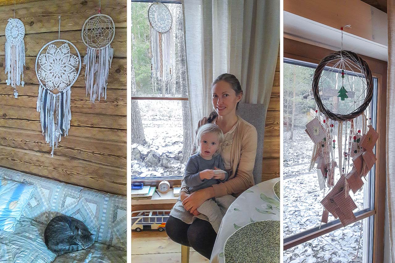 Merike Uuetoa ja poeg Iko koduseinu kaunistavad isevalmistatud unelmad. Fotod: STEN SANG