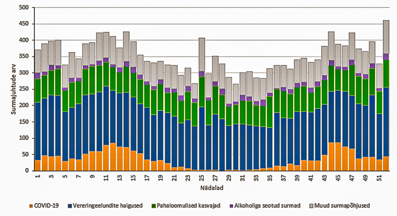 Allikas: TAI surmapõhjuste registri 2021. aasta esialgsed andmed