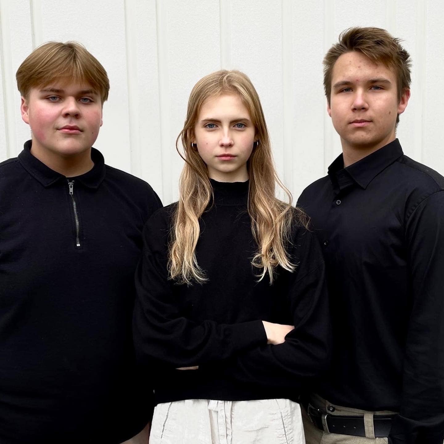 Õpilasfirma RURI loojad Andreas Vanatalo (vasakult), Jane Mustrik ja Rogert Hollo tahavad heategevuslike kunstioksjonitega aidata rasket geenidefekti põdevat tüdrukutirtsu. Foto: ERAKOGU