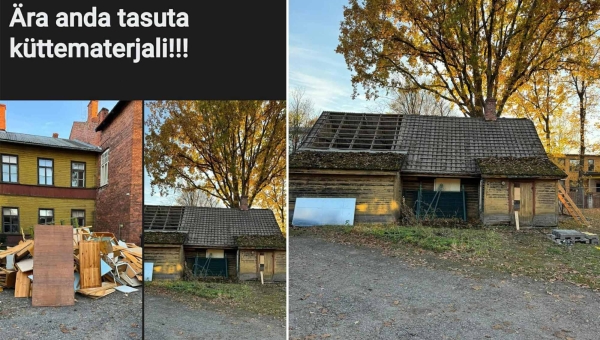 Oktoobri lõpus jäi võrukate somegrupis silma uljas postitus. Seal pakuti nii-öelda küttematerjaliks kõike, mida oli enne keemiliselt töödeldud. Ülemisel fotol paistsid nii mööblitükid kui ka värvitud majalaudis. Fotod: ERAKOGU