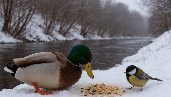 Inimestel tekib talvisel ajal vastupandamatu kihk asuda toitma nii vee- kui ka aialinde. Neile inimtoidu pakkumine on väga vale. Eelistama peab tiivulise organismile paslikku kraami. Foto: AIGAR NAGEL