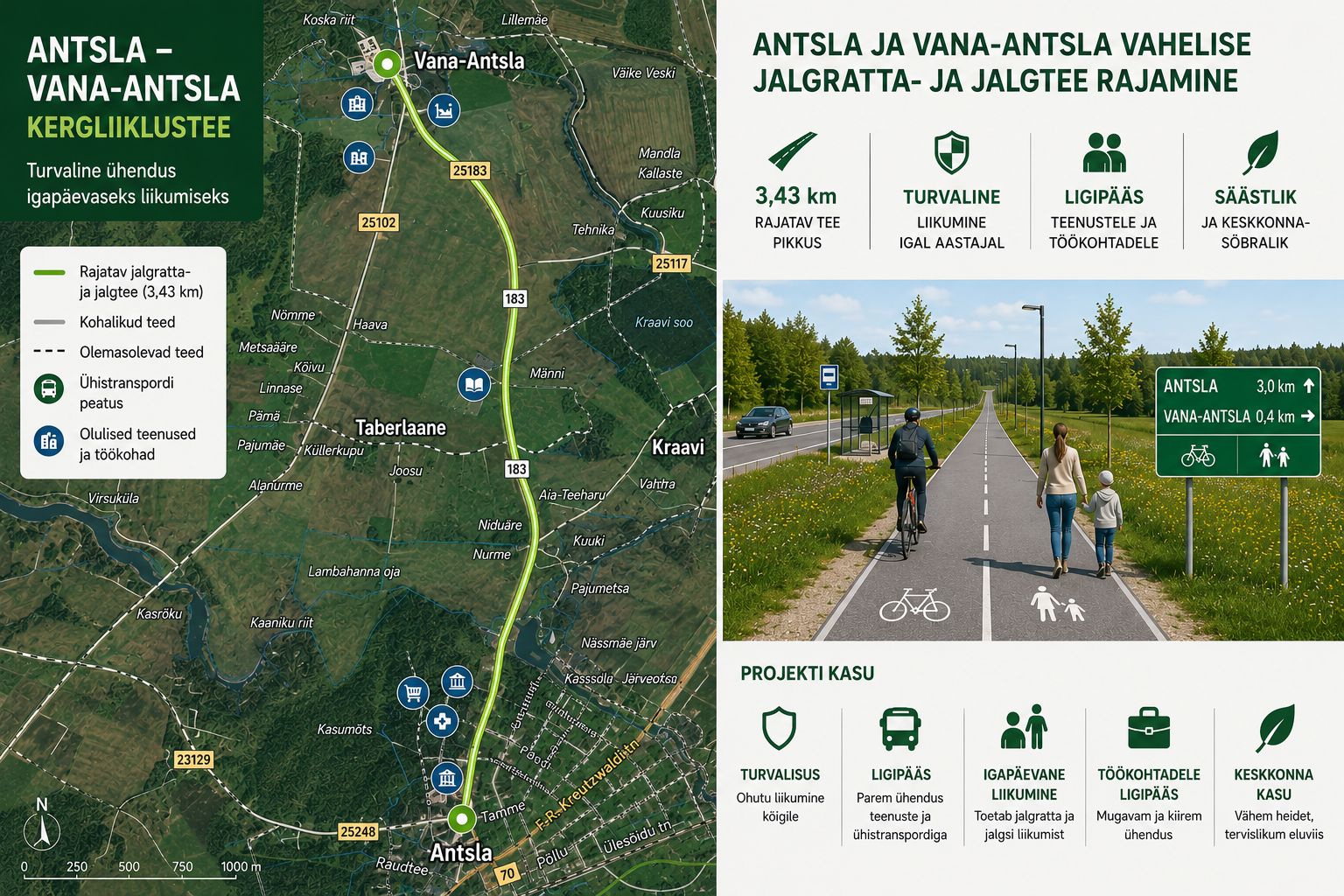 Antsla vald pingutab selle nimel, et elanikel oleks võimalik aasta ringi mugavalt liikuda nii jalgsi kui ka jalgrattal.